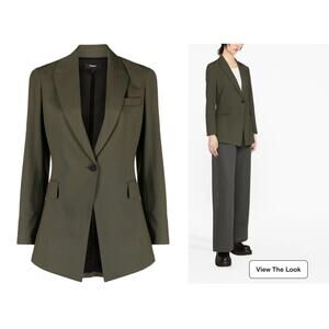 Theory Deep Green Traceable Wool Blazer 12 NEW